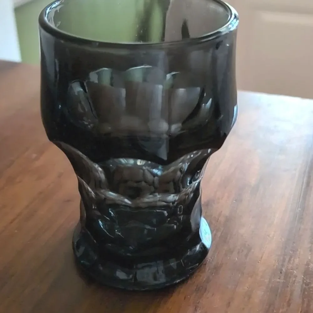 Vintage Anchor Hocking Georgian Smoke Glass 12 ounce Flat Tumbler, Set of 6